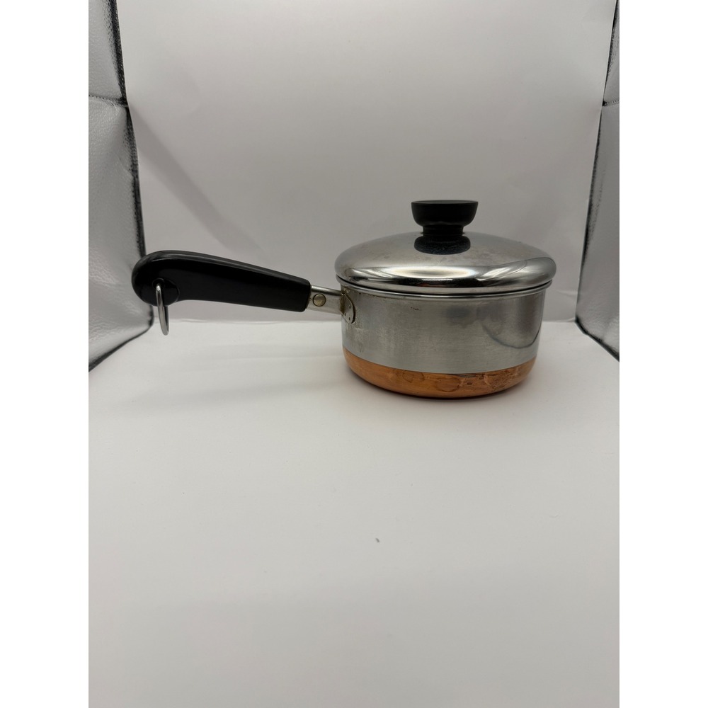 Vintage Revere Ware 1 Qt Copper Clad Saucepan with Lid 1801 Made in USA 1985